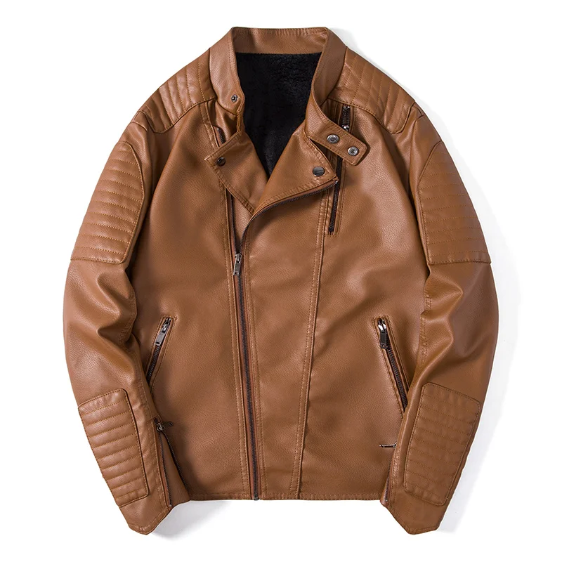 

NEW Bomber Jacket Leather Jacket Male Outerwear Streetwear Casual PU Motorcycle Jacket Men Clothing Coat Windbreaker Plus Velvet