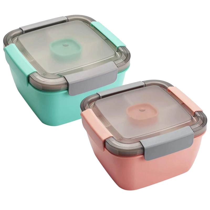 

Salad Lunch Container To Go Salad Bowls With 3 Compartments For Salad Toppings, Snacks, Men, Women 2 Pack