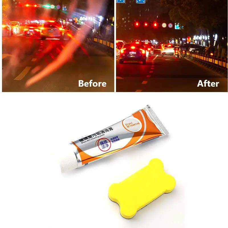 

50g Auto Car Glass Polishing Glass Oil Film Removing Paste Clean Polish Paste for Bathroom Window Front Windshield Agent Tools