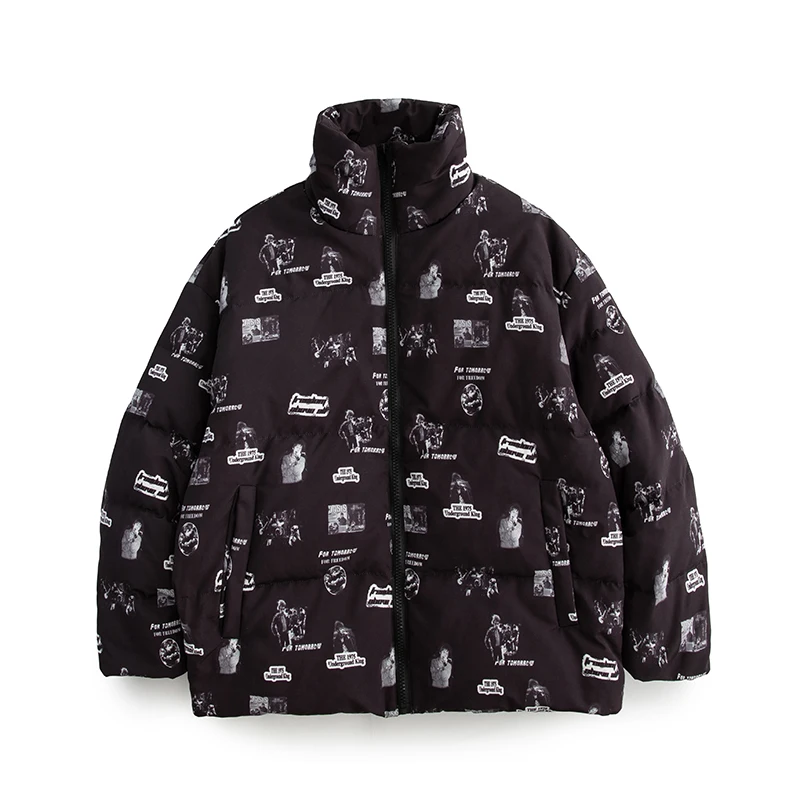 

American fashion brand simple rock print collar down jacket
