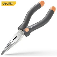 deli 1 pcs 6 inch household long plier cr v material needle nose pliers multifunctional woodworking portable repairing hand tool