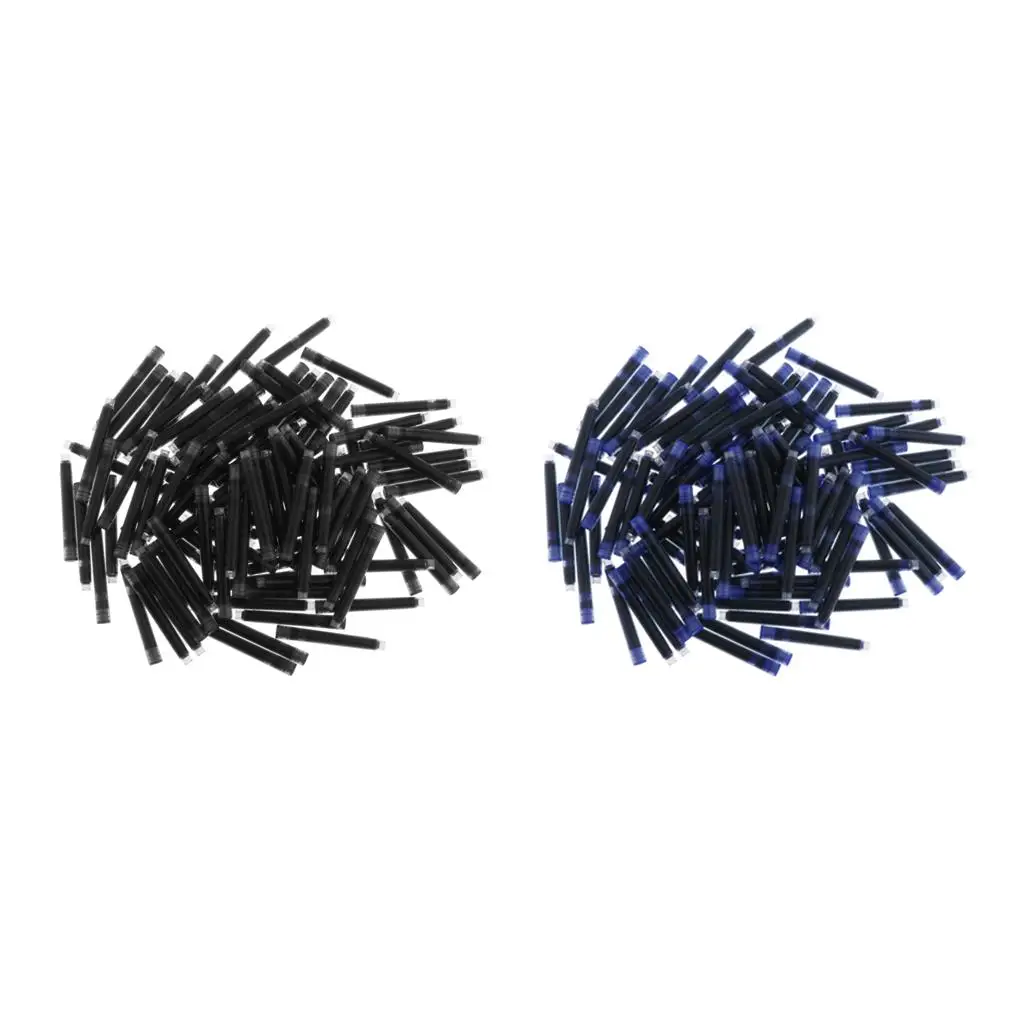 100 сменных картриджей для перьевых ручек синие черные чернила расходные