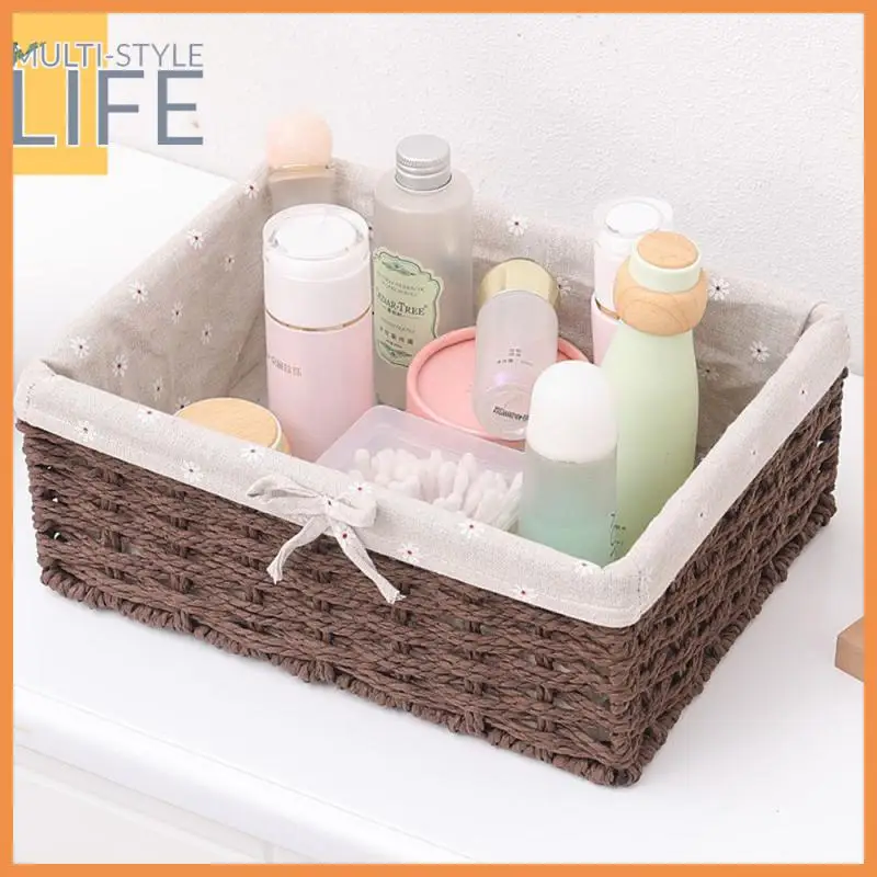 

Hand-woven Weaving Fabric Storage Basket Non-rough Weaving Wear-resistant Cosmetic Storage Box Durable Environmentally Friendly