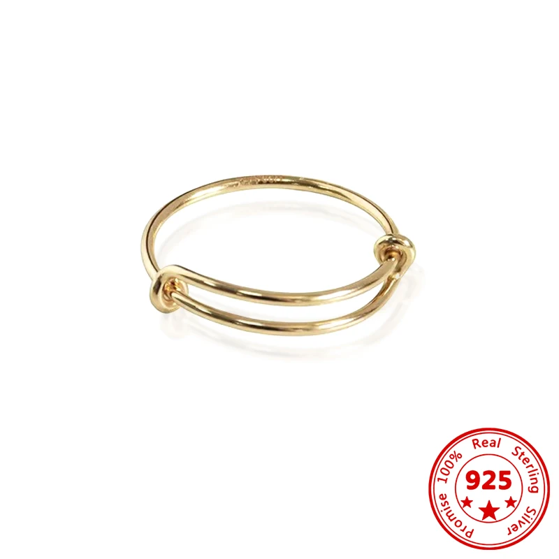 

True 925 Sterling Silver Ring For Women Plain Circle Simple Adjustable Tail Ring INS Wind Silver Ring For Women Fine Jewelry