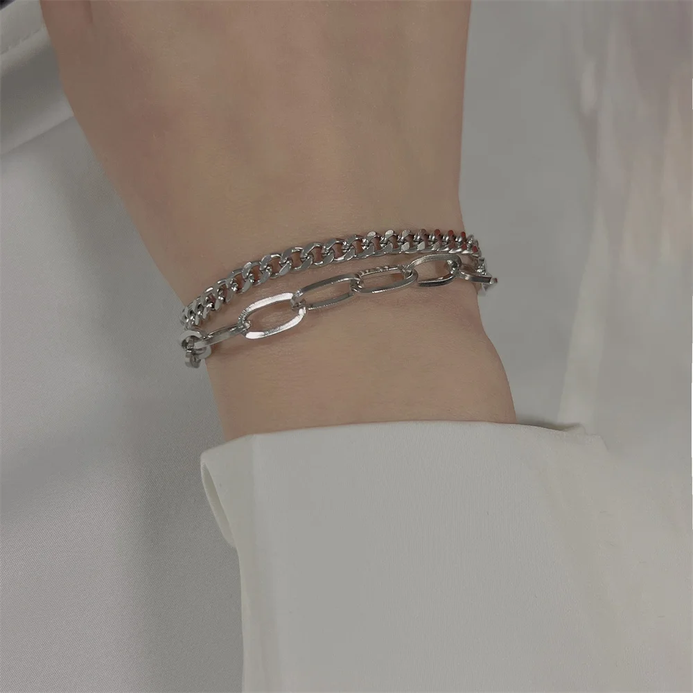 

Coconal Fashion Double Layer Bracelet Silver Color Men's Women's Bracelet For Party Gift Festive Bracelets