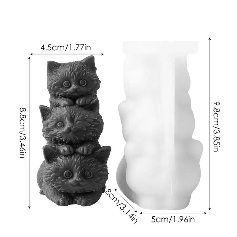 ulowane silikonowe formy do świec 3D Cat Cute Animal Series Crafts Gypsum Resin Soap Ice Making DIY Kitten Chocolate Cake Baking Mold