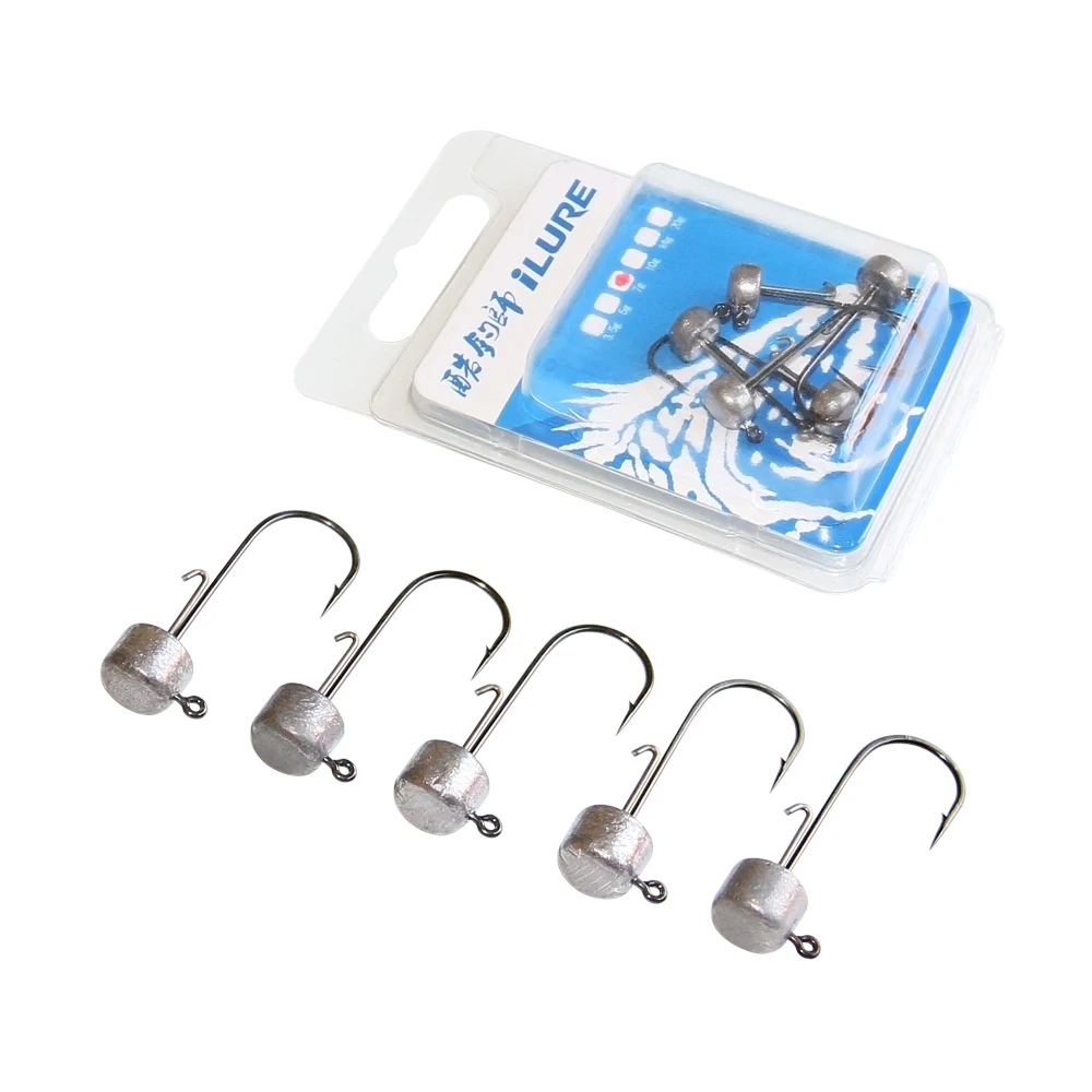 

Fishing Hooks 5pcs 1.6g 2g 3g 4.8g 5.8g Lead Head Fishhooks Jig Lure Hard Bait Soft Worm Carp Hook Jigs For Fishing Trout Hooks