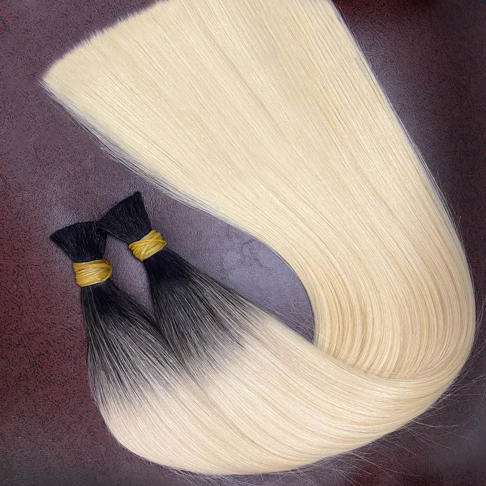 Фото Maxhair Straight 1b613 Светлые человеческие волосы 100% наращивание человеческих волос Необработанные волосы без утка для плетения Бразильские волосы Remy 30 дюймов №3