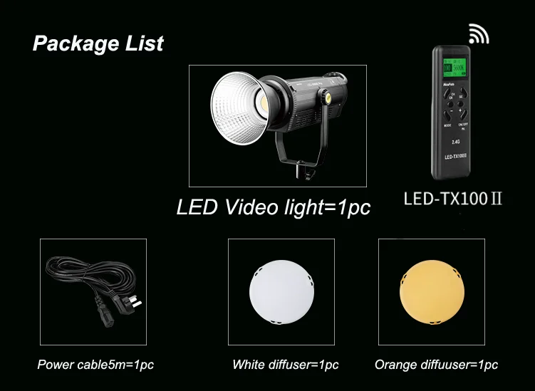 LED-3000B.Pro NiceFoto 300W Профессиональный светодиодный видеосвет с креплением Bowens и питанием от сети переменного тока для фотографии (art.: 3920dba8ffc91) - 3920dba8ffc91