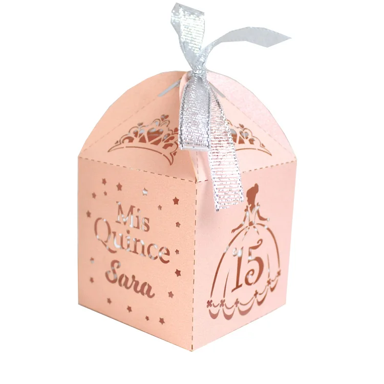 Personalized Crown Girl Laser Cut Favor Boxes