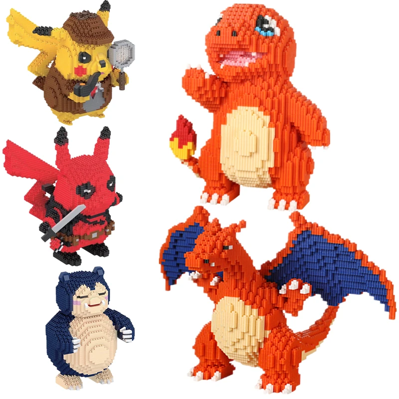 

Pokémon Anime Character Pikachu Fire-breathing Dragon Fat Ding Miao Frog Creative Assembly Toys Adult Decompression Gift