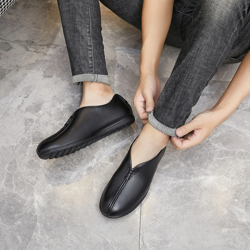 Мужские туфли из натуральной кожи на мягкой подошве повседневные кроссовки