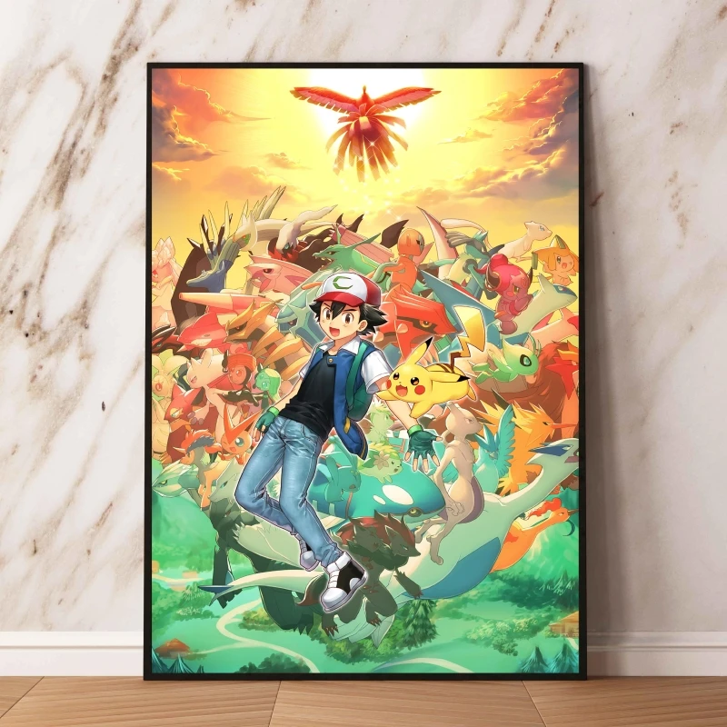 

Canvas Prints Pokemon Ash Ketchum Pikachu Gift Art Gifts Poster Home Kid Action Figures Decoration Paintings Living Room Hanging