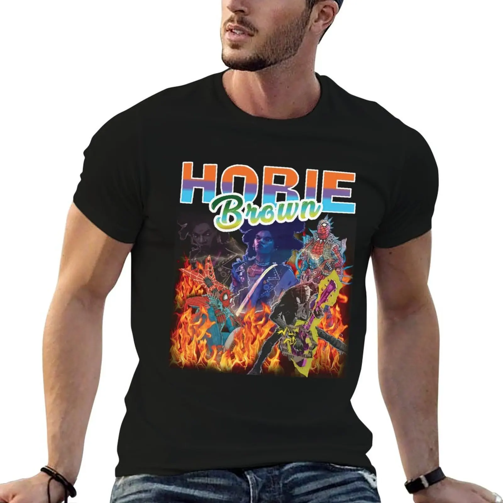 Фото Футболка Hobie Brown Art, легкая футболка больших размеров №1