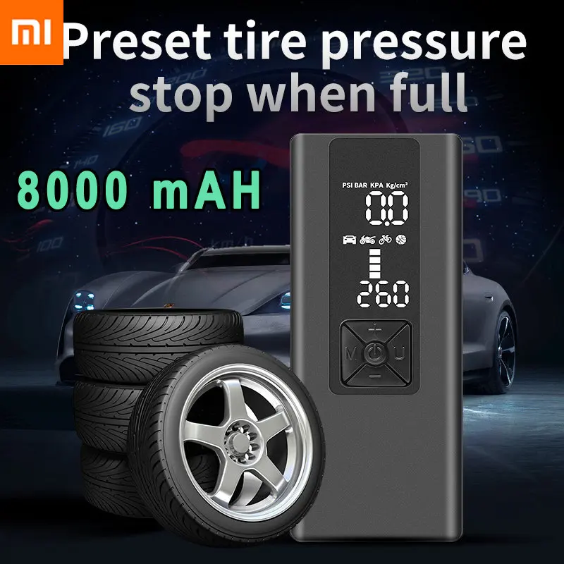 Xiaomi 8000mAh Portable Car Air Compressor 12V 150PSI Electric Cordless Tire Inflator Pump Motorcycle Bike Boat AUTO Tyre Pump