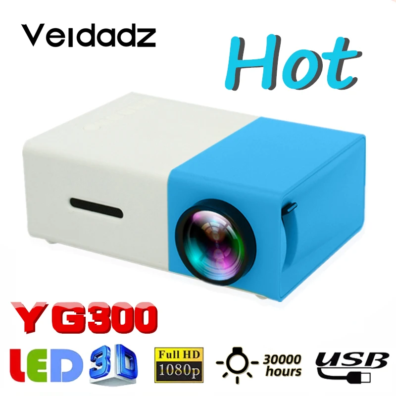 

VEIDADZ YG300 Portable LED Mini Projector Supports 1080P HD Playback HDMI USB 3.5mm Audio 600 Lumens Home Theater Player