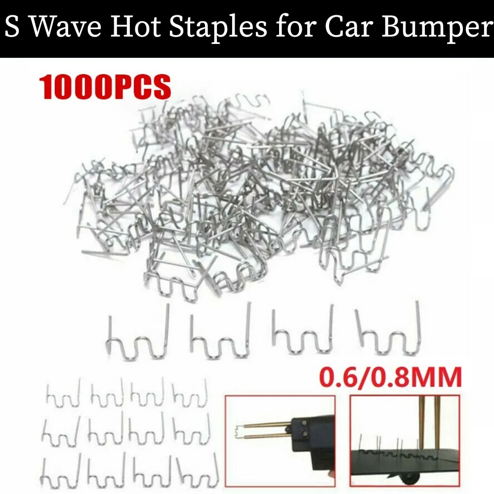 1000 Pcs S Wave Hot Staples For Car Bumper Bodywork Plastic Stapler 0.6/0.8mm Welding Soldering Supplies