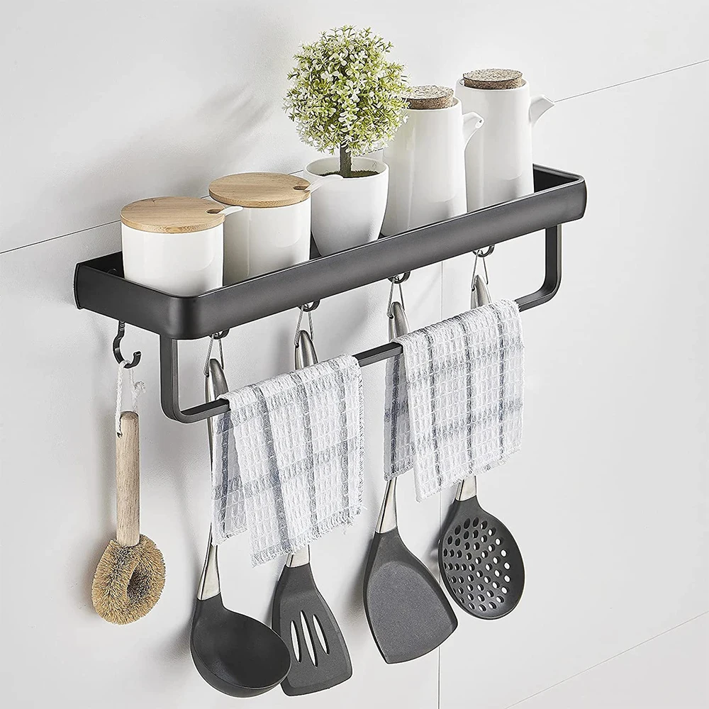 Настенная полка для ванной комнаты алюминиевая черная угловая настенный черный