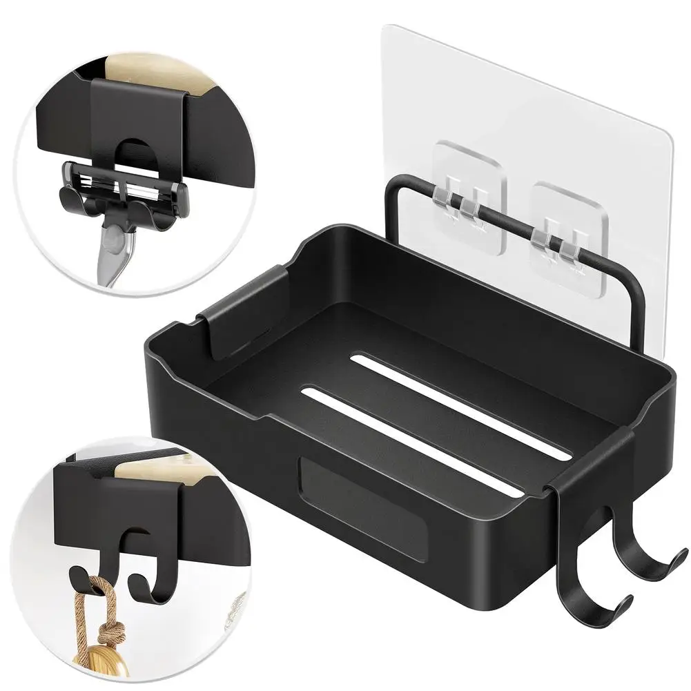 

With Hook Stainless Steel Wall-Mounted Soap Case Soap Dispenser Soap Storage Rack Drain Soap Holder Soap Box Bathroom Accessory