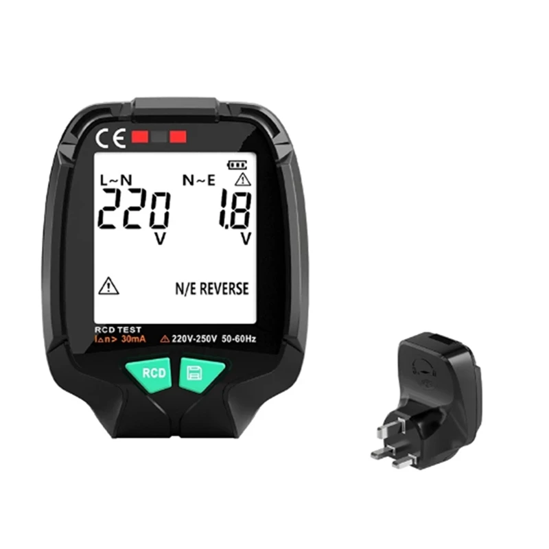 

LICG Full Screen Socket Tester Ground Zero AC Voltage Tester RCD Test Plug Polarity Phase Check