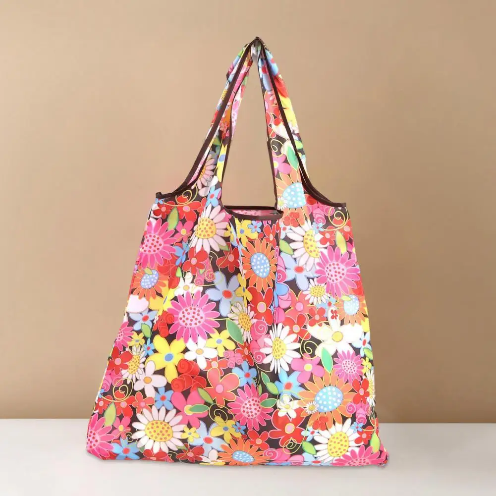 

Tote Bag Eco-friendly Large Capacity Portable Print Square Storage Polyester Foldable Lightweight Beach Bag Summer Vacation Use