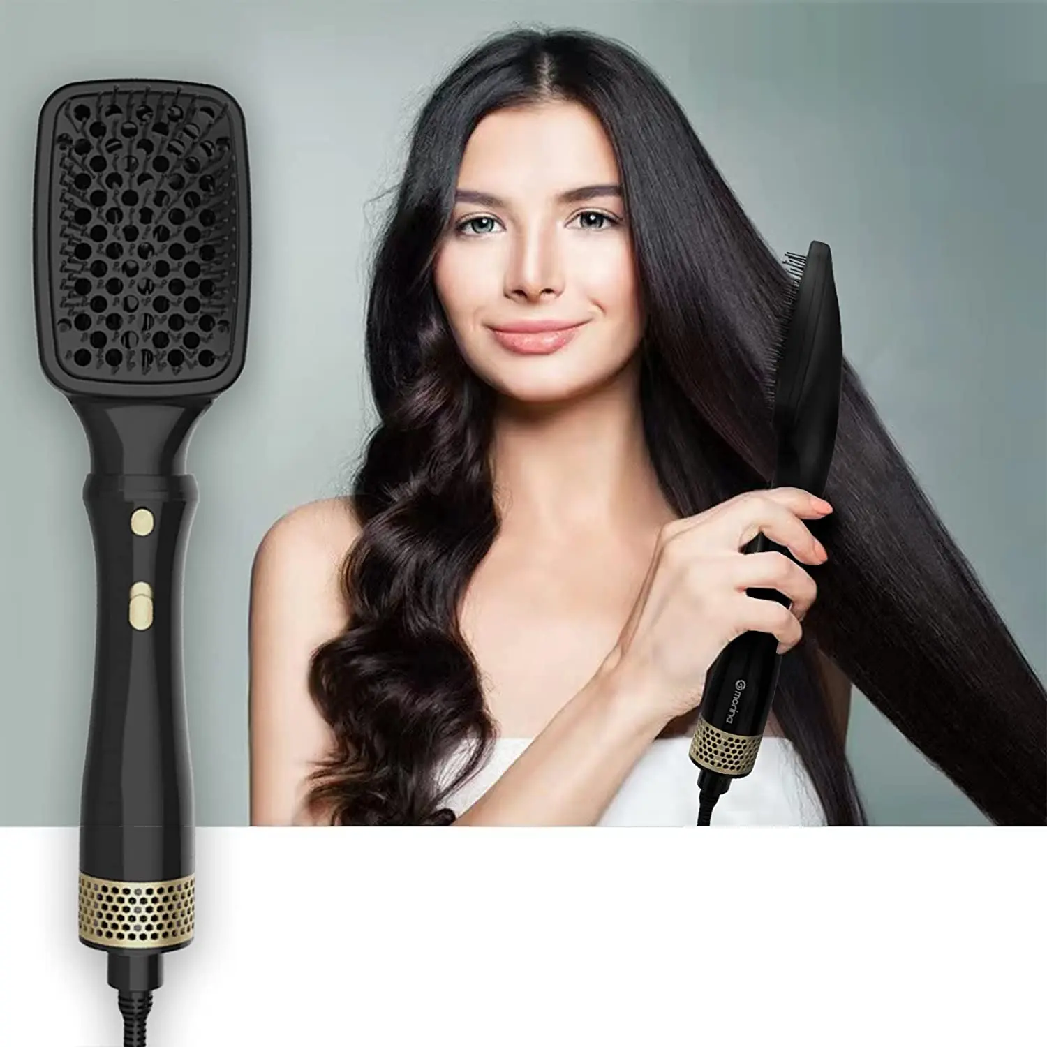 

Escova Secadora de Cabelo - Secadora Alisadora，Pente Alisador de Cabelo, Escova de Alisamento de Cabelo Profissional 2 em 1, E