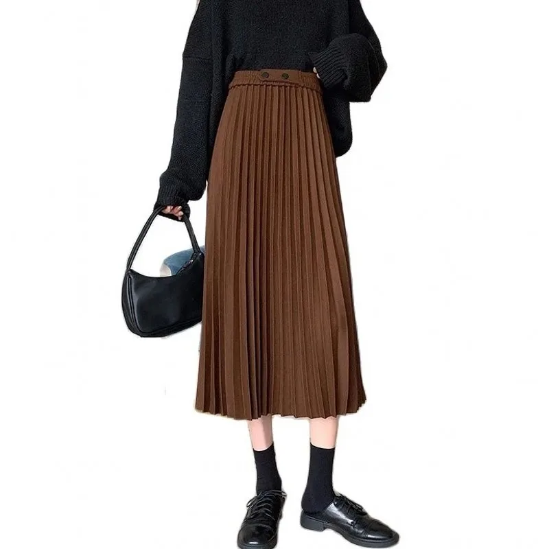 

Womens High Waist Maxi Knitted Brown Skirt Autumn Winter 2022 New Style Black Swing Skirt