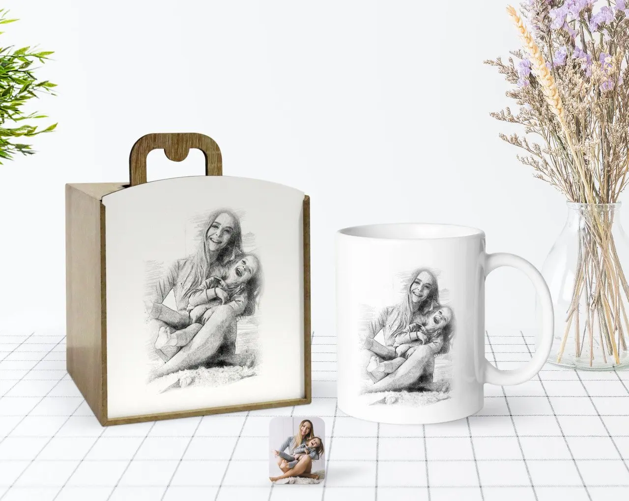 

Сделанный на заказ в деревянной коробке уголь дизайн белая кружка Bardak-1