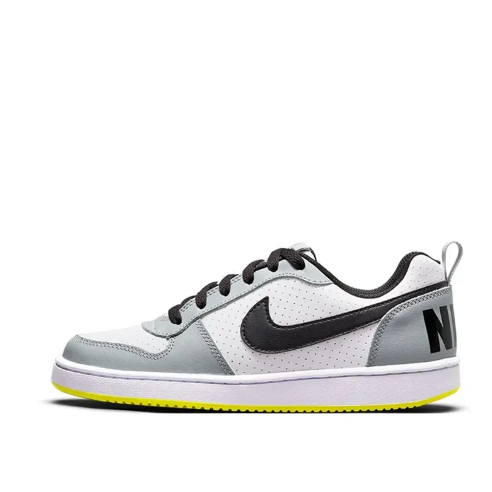 Nike Court Borough Low Износостойкие детские кроссовки Серый Белый Желтый