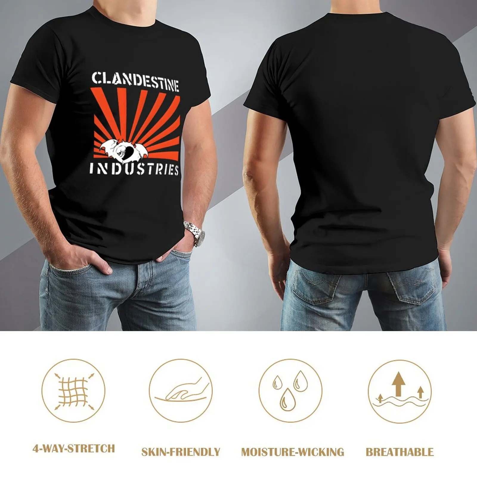 Фото Футболка Clandestine Industries (белый текст), заготовки для летней одежды, набор мужских футболок с рисунком №4