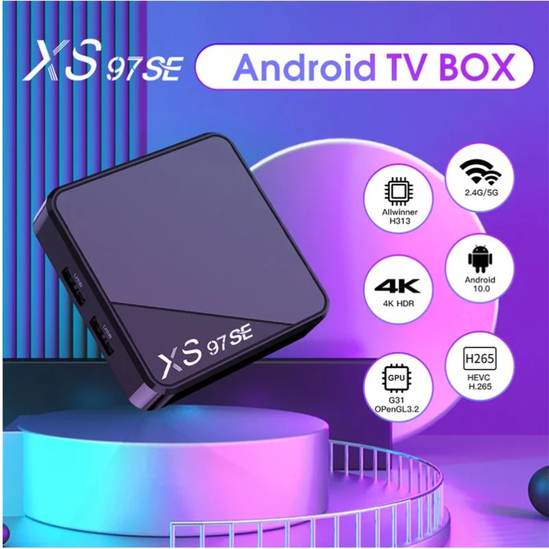 Smart TV Box XS97 SE 2.4G/5G Dual Wifi 1+ 8GB Android 10.0 Bluetooth Indihome Set-Top TV Box Free Channels Android Box