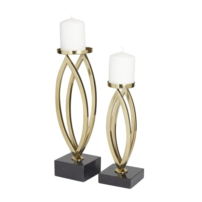 

Fancy Gold Stainless Steel Candle Holder Set, 2-Pack Elegant and Durable.