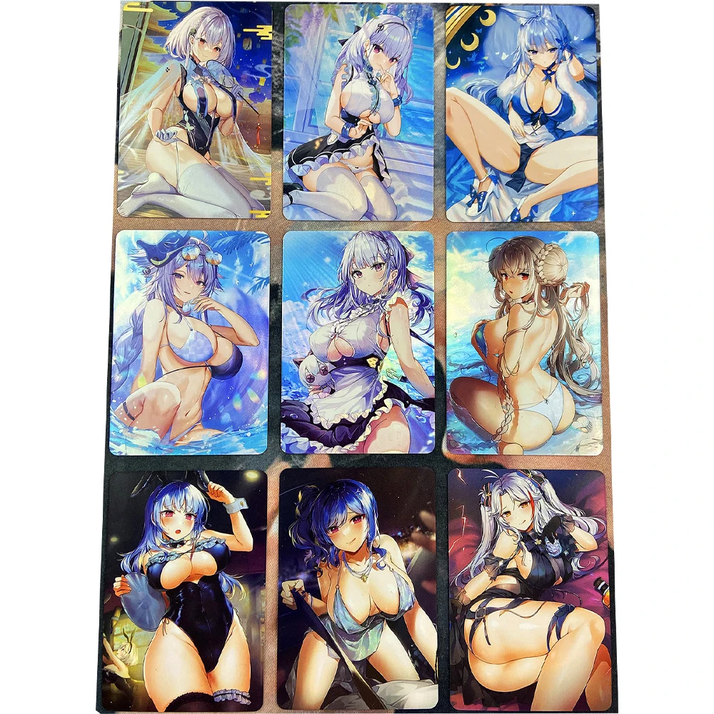 

9 шт./компл. ажурная полоса, преломляющая флэш-карта ACG, сексуальная кавайная аниме-девушка, Униформа, купальник, серия аниме, игра, коллекционная карта, Подарочные игрушки