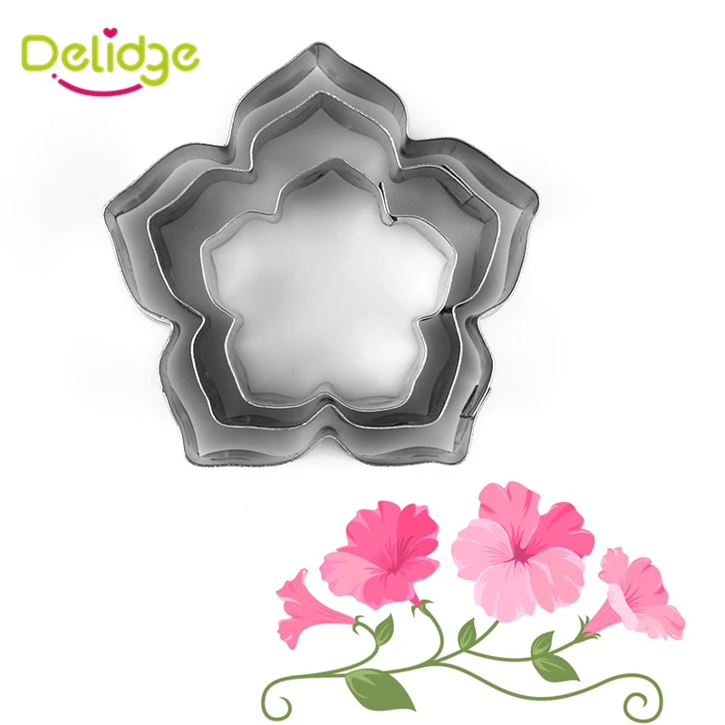 

3-4 pcs/lot Beautiful Flower Cake Mold Stainless Steel Petunia Carnations Cosmos Cookie Cutter Fondant Cake Decoration