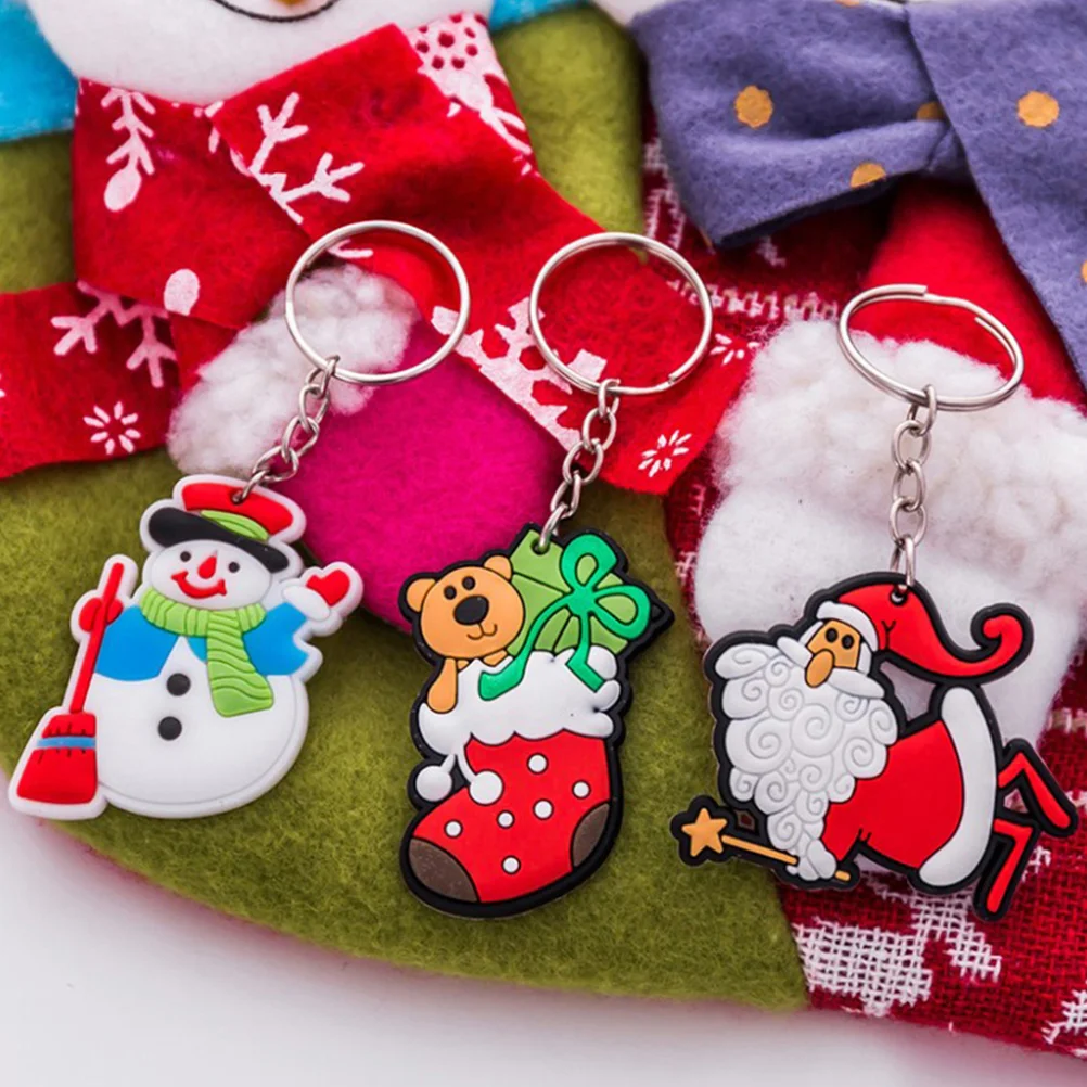 

Christmas Keychain Keyring Santa Keychains Key Pendant Chain Cartoon Themed Clauscharms Cute Party Ring Pursehandbag Charm