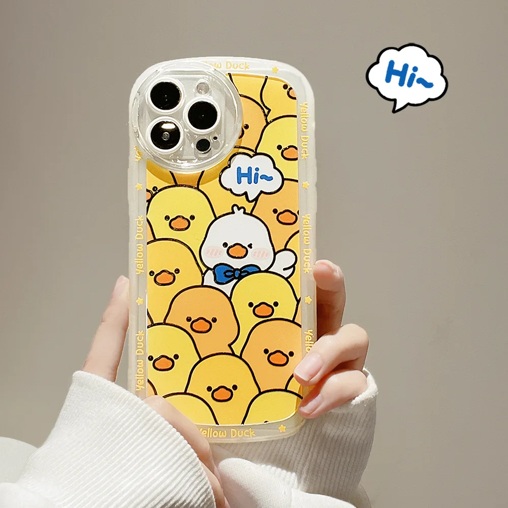 

Cartoon Little Yellow Duck Phone Case for iPhone 14 13 12 11 Pro Mini XS Max 8 7 Plus X XR Shockproof Phone Cover