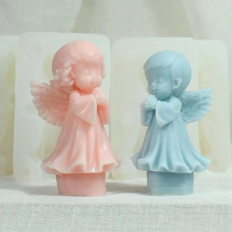 

Winged Angel Silicone Candle Mold DIY Boy Girl Soap Resin Plaster Making Tool Human Chocolate Baking Cake Mould Desk Decor Gift