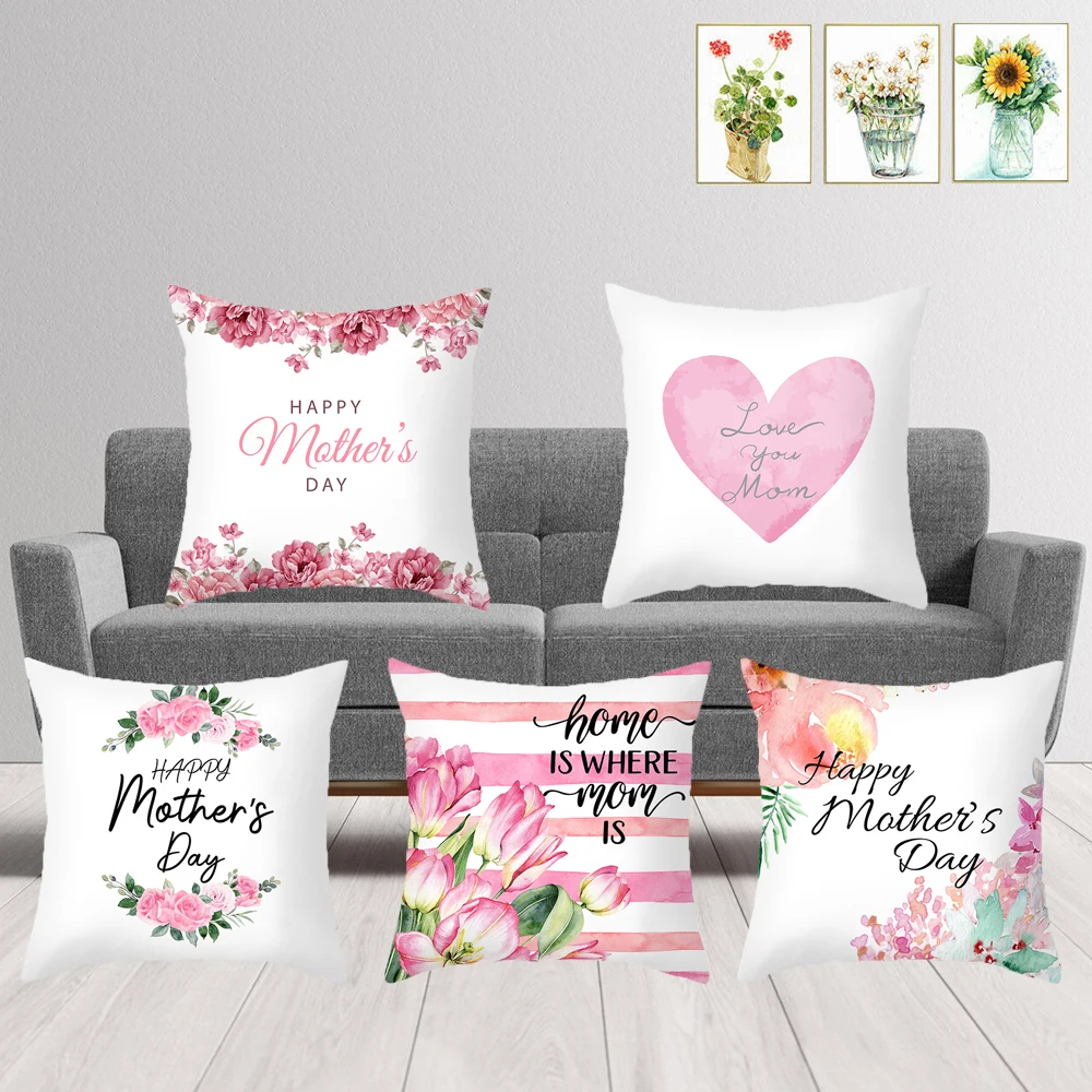 

Mother's Day Decorative Cushion Cover Best Mom Gift Pillow Case Living Room Office Sofa Home Decor Throw Pillow Cover 45x45cm