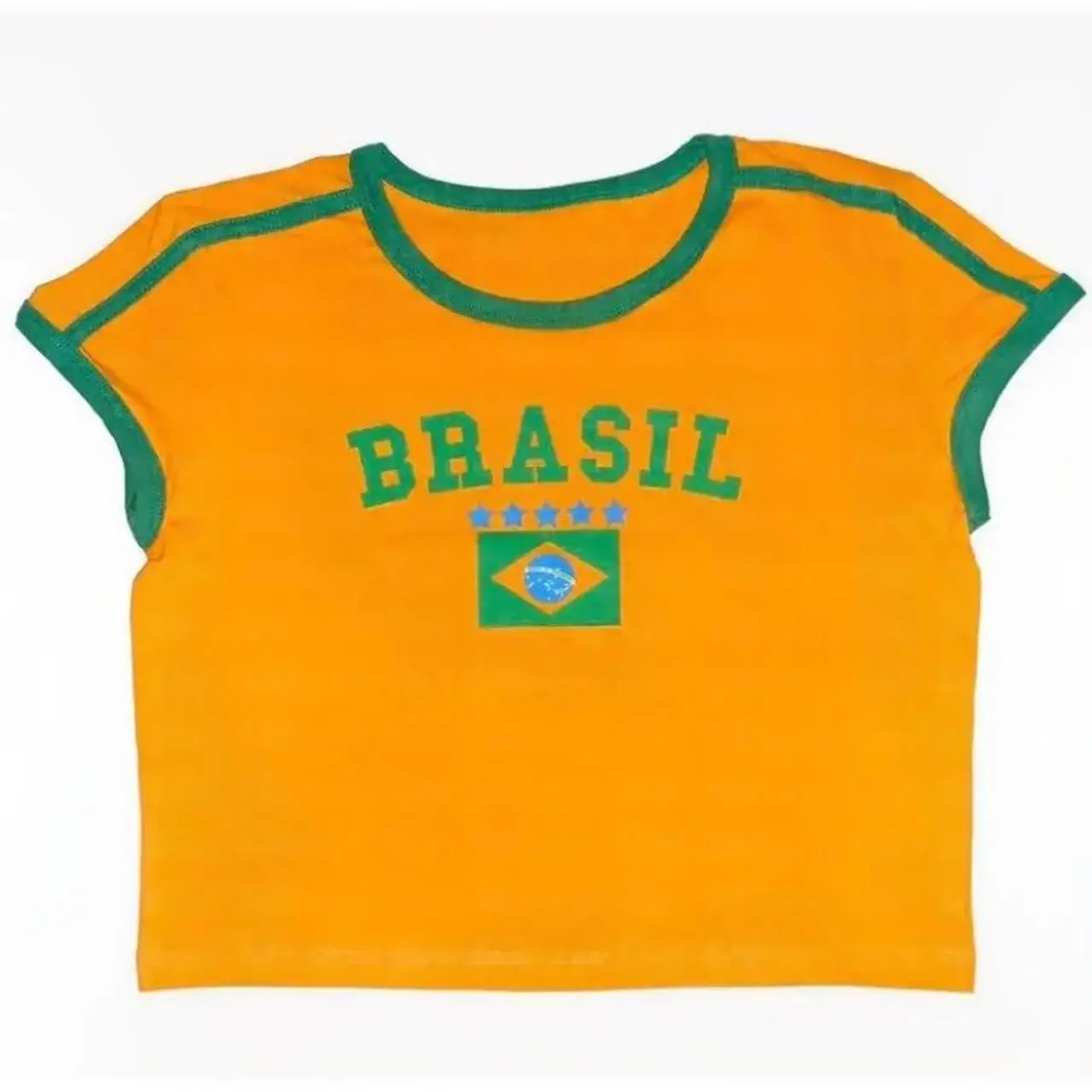 

Brazil y2k Jersey women T-shirt Brazilian Flag Selection Football Team Shirt O-Neck Cotton Short Sleeve Top women Clothing Top