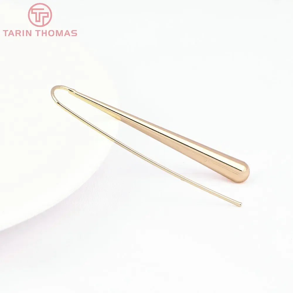 (8367) 4 шт. 5 5x53 мм 24-каратного золота латунные длинные серьги-капельки крючок