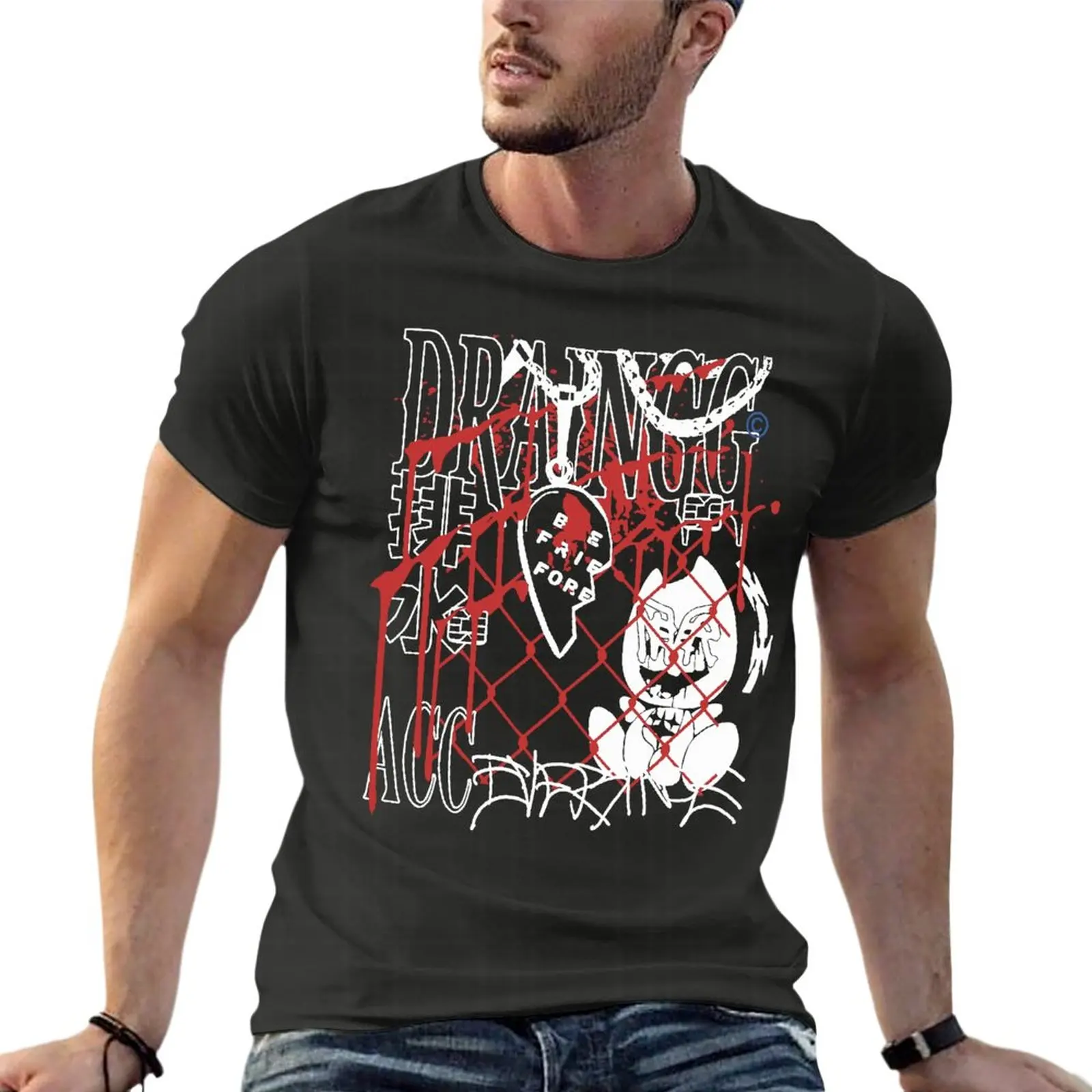 

Drain Gang Merch Dmn Oversized T Shirts Brand Men Clothing Short Sleeve Streetwear Large Size Tops Tee