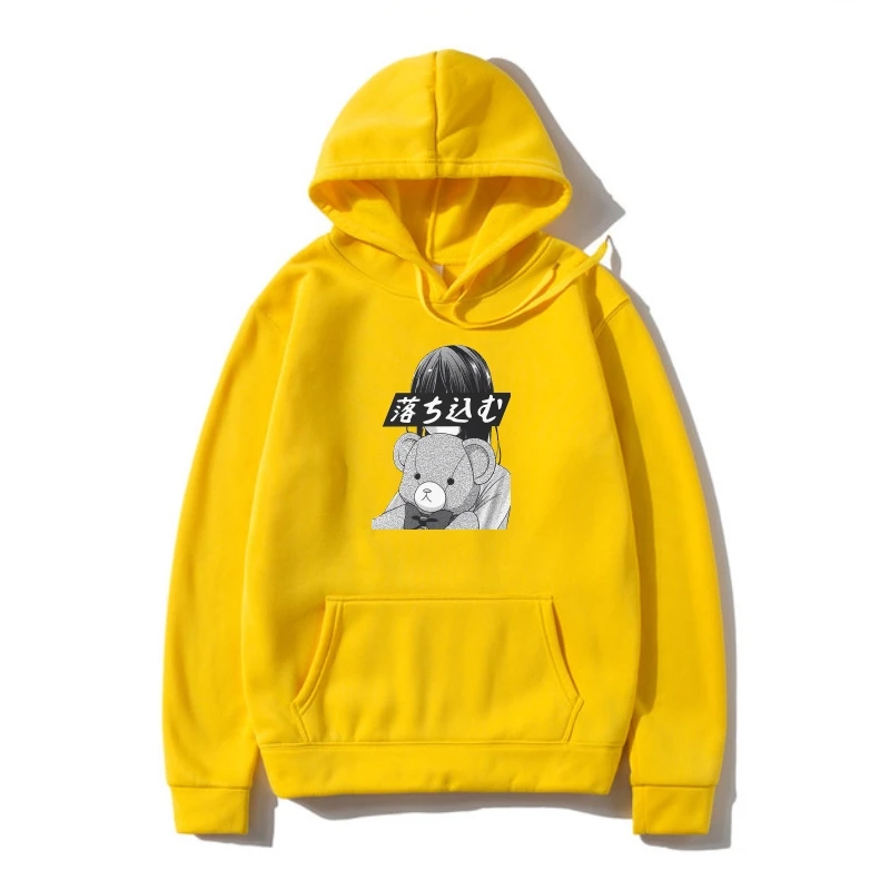 

Толстовка мужская с капюшоном, винтажная теплая флисовая толстовка с капюшоном, японская эстетика Аниме Манга Kawaii Hoodys, Уникальная верхняя о...