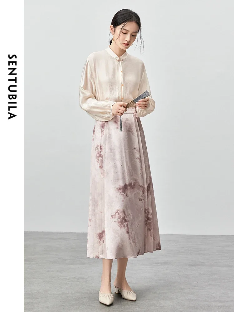 SENTUBILA новая рубашка в китайском стиле с воротником-стойкой для женщин осень 2023