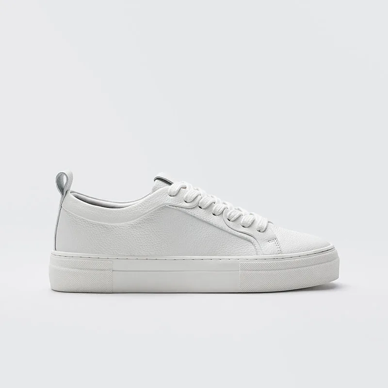 Spring Autumn England Style Fashion Genuine Leather Cowhide Casual Vulcanized Pure White Shoes Sneakers Woman AD2136