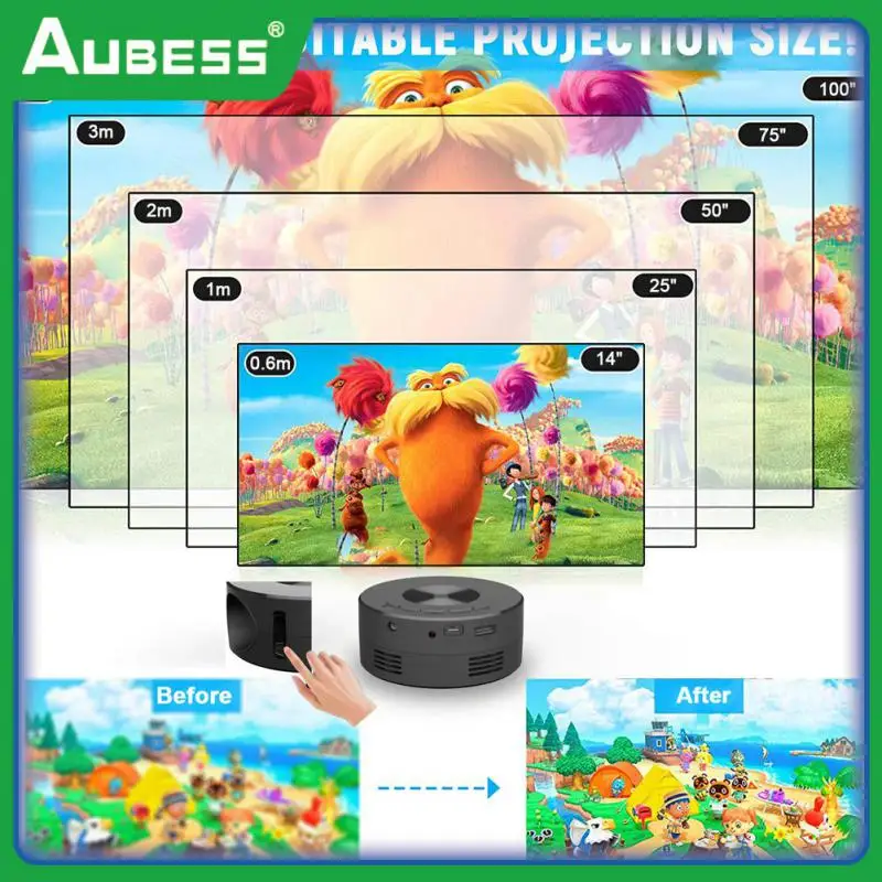 

Portable Video Movie Projector Home Theater Media Player 30000 Hours Wired Same Screen Projector 1920*1080 Resolution Mini Led