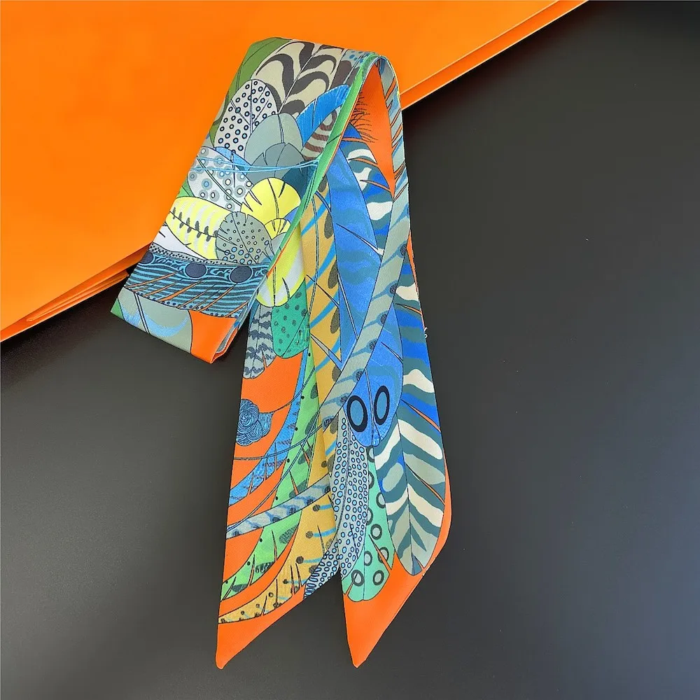 

Small Silk Scarf For Women 2022 New Print Handle Bag Ribbons Brand Fashion Head Scarf Small Long Skinny Scarves Wholesale