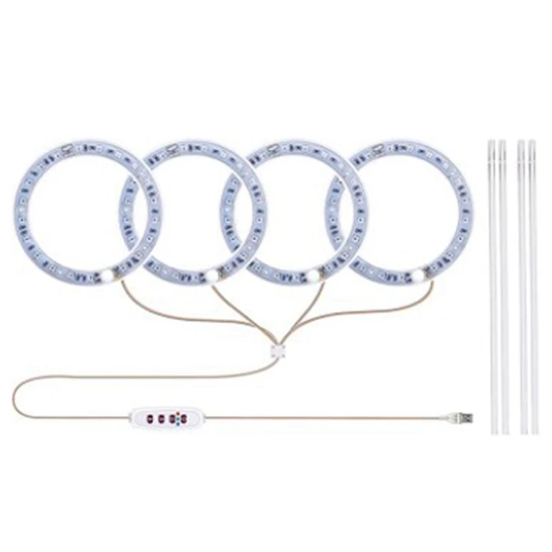 

Bestindoor Grow Lights, Red Blue Full Spectrum LED Grow Lights USB Grow Lights Grow Lights, 8/12/16 Hour Timer (4 Rings)