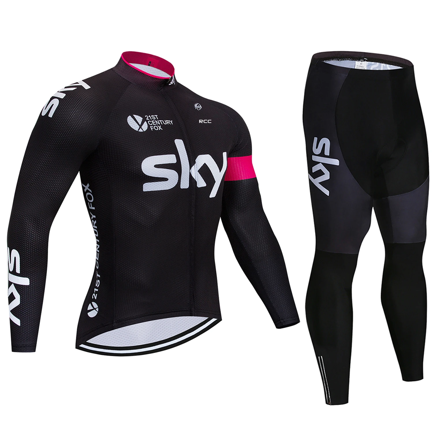 Мужской комплект велосипедного трикотажа RCC Sky с длинными рукавами и гелевой