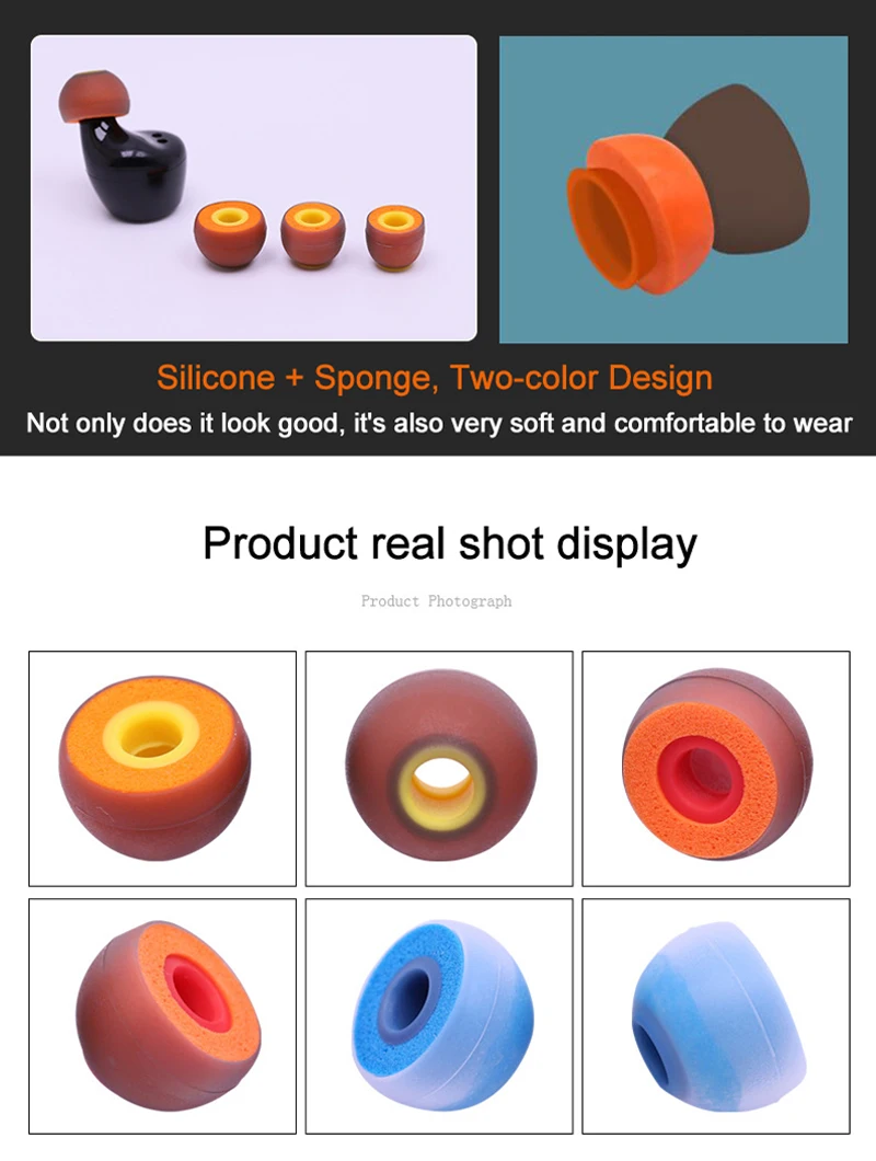 3 пары силиконовых насадок для ушей из пены с эффектом памяти сменные наушники TWS