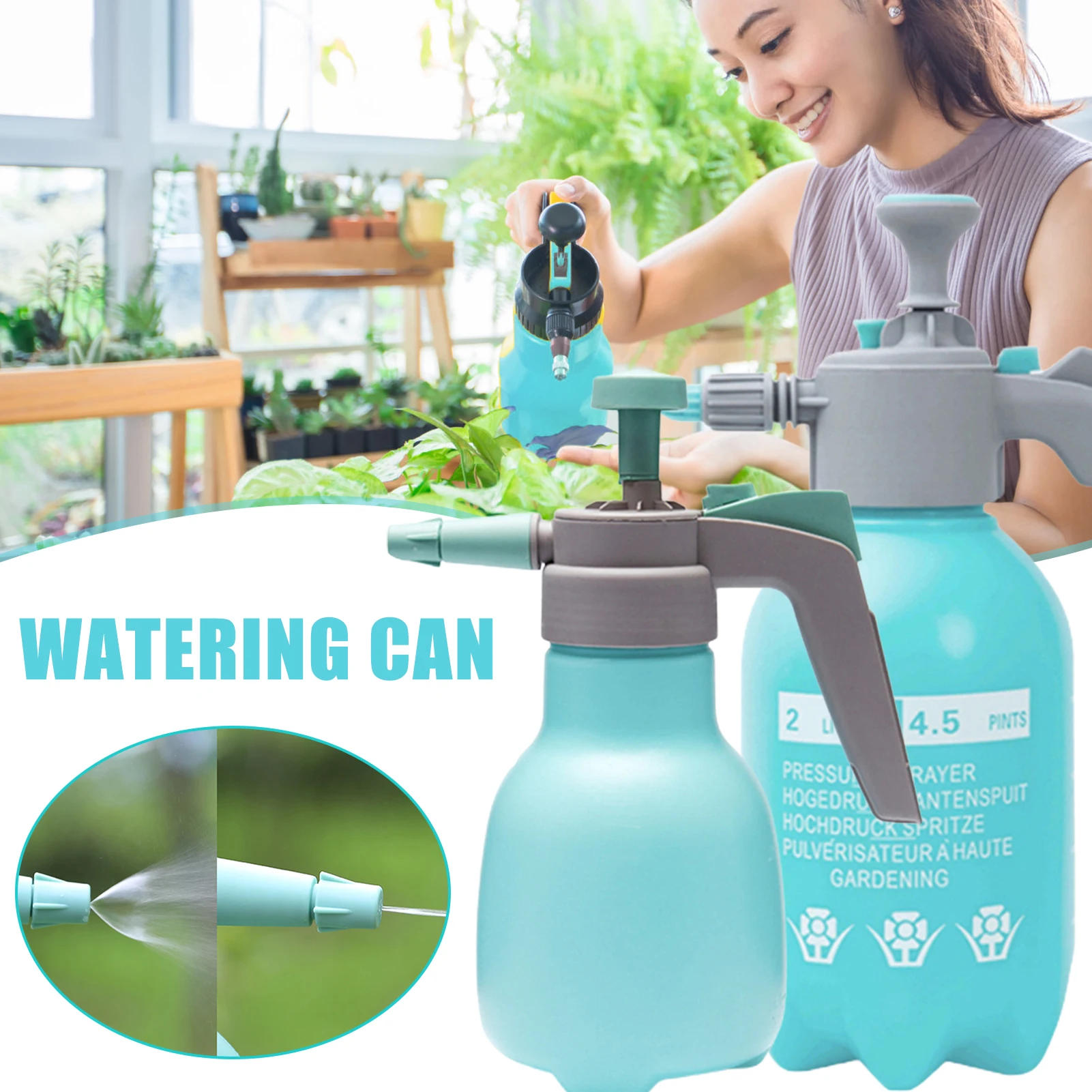 

Manual Air Pressure Sprayer Garden Household Watering Cans Thickened Disinfection Spray with Pneumatic Design Adjustable Nozzle